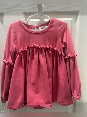 Miniwear Rose Pink Ruffle Long Sleeve Girls Top